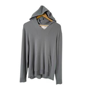 Club Monaco Cashmere Hoodie Sweater in Light Gray w/ Kangaroo Pocket, Size Large